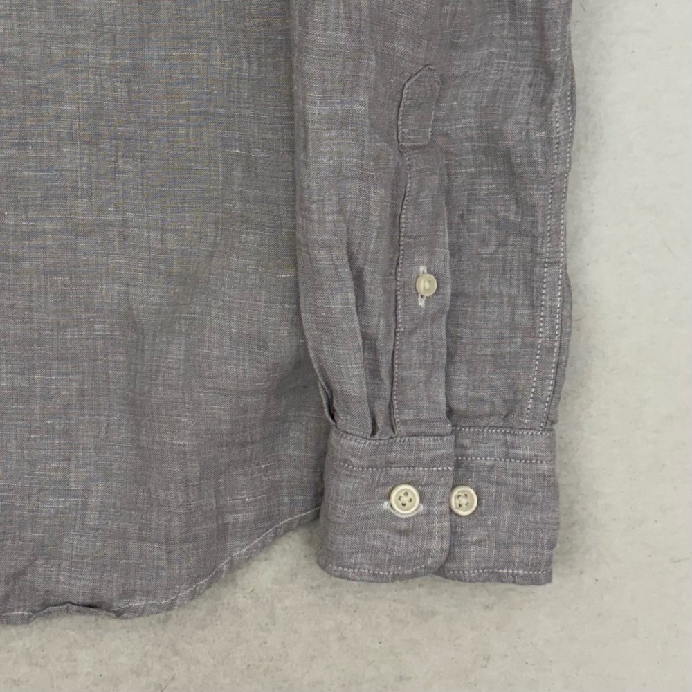 Uniqlo Premium Linen Shirt Mens Small S Gray Long Sleeve Button Up Lightweight - Picture 3 of 9